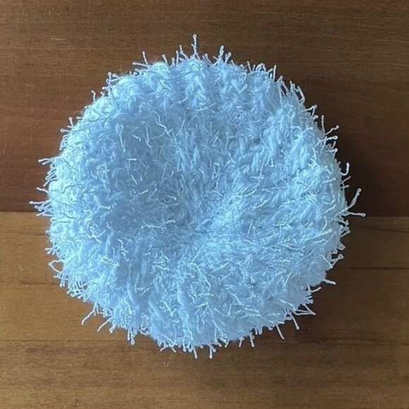 Set of Large White and Coral Hand Knit Dishcloths with Matching Scrubby - Picture 3 of 3